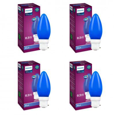 PHILIPS LED Deco Blue 0.5W Glass Candle (Pack of 4)