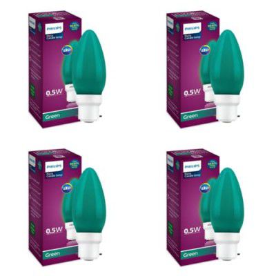 Philips LED Deco Green 0.5W Glass Candle (Pack of 4)