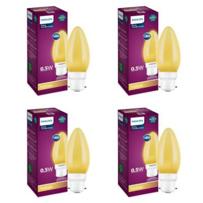 PHILIPS LED Deco Yellow 0.5W Glass Candle (Pack of 4)