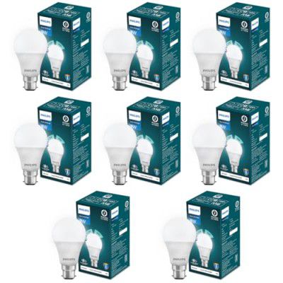 PHILIPS Multi - Wattage LED Bulb | 2 Wattages (9w, 0.5w) In 1 LED Bulb | Colour : Crystal White, Pack Of 8