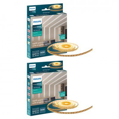 PHILIPS Polycarbonate LED Profile Light for Ceiling|5-Meter 120 LED Strip Light for Home Decoration|Even Glow, Warm White|Pack of 2 (Driver Required Separately)