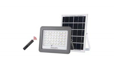 PHILIPS Solar Flood Light (BVC080) Essential SmartBright Solar Outdoor Flood Light | Cool White | Panel Peak Wattage :pack of 1