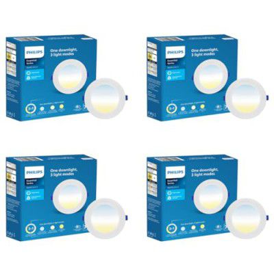 PHILIPS StarFit 7-watt Round LED Downlighter | 3 Colors in 1 Concealed JB LED Downlight, Pack of 4