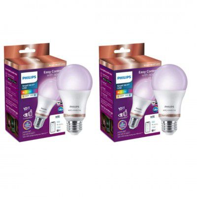 Philips Wiz Smart WI-Fi LED Bulb E27 10-Watt, 16 Million Colors , Compatible with Amazon Alexa and Google Assistant- (Pack of 2)