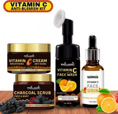 Phillauri Complete Skin Care Cleanse, Tone, Exfoliate, Hydrate, and Protect with Natural Ingredients for Radiant, Youthful-Looking Skin  (4 Items in the set)