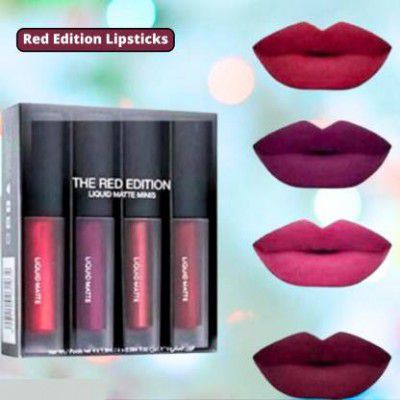 Phillauri Red Edition Liquid Matte Lipsticks 16ml (Combo-4)  (RED, 64 ml)