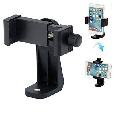 Photron PHMH300 Universal 360 Degree Rotating Mobile Holder Tripod Mount Adapter Clip with Adjustable Clamp for Smart-Phones & All Types of Tripods (Black)