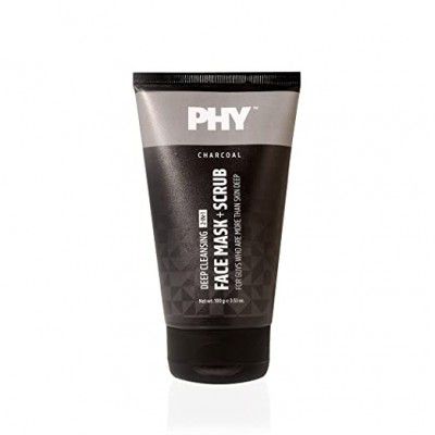 Phy 2-in-1 Charcoal Face Mask + Scrub Deep Cleansing & Exfoliation For Oily or combination skin Skin detox 100% Vegan  