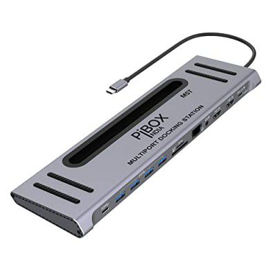 PiBOX India, 12 in 1 USB-C Docking station MST Heat, iPad Pro, Laptops, Mobile Phones(Platinum
