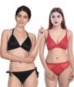 PIBU-Net Bra Panty Set Lingerie Set Full Coverage Non-Padded Non-Wired Honeymoon Set(Pack of 2)...
