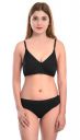 PIBU-Womens Cotton Bra Panty Set for Women Lingerie Set Sexy Honeymoon Undergarments Black (Pack of 1) #CT...