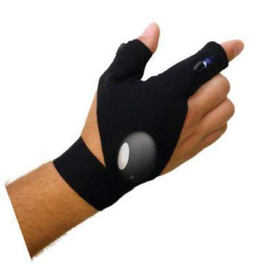 Pick N Save Glovelite Black Fingerless Glove LED Flashlight Fishing, Camping, Riding, Household Repair in Dark