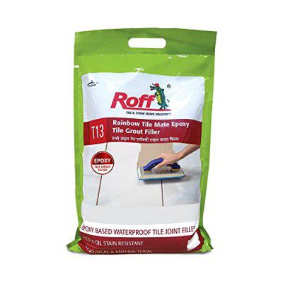 Pidilite Roff Rainbow Tile Mate Epoxy (Base + Hardener) & Filler to fill tile joints in kitchen, factory | stain and chemical resistant | 3.69KG Antique White