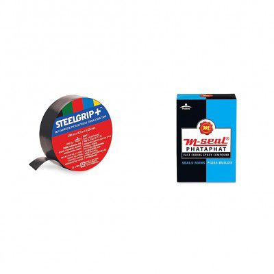 Pidilite Steelgrip Self Adhesive PVC electrical Insulation Tape (Color May Vary) - 6.50m M-Seal Phataphat Fast Curing Epoxy Compound Putty Sealant Adhesive (100 Grams)