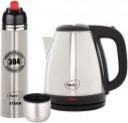 Pigeon 1.5 L Kettle With 1000 ml Stark Flask 1000 ml Flask  (Pack of 2, Silver, Steel)...
