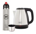 Pigeon 1.5 L Kettle With 1000 ml Stark Flask (Pack of 2, Silver, Steel)...