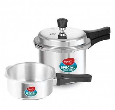Pigeon by Stovekraft 12708 Aluminium Pressure Cooker Combo (2 litre and 3 litre, Silver)