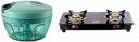 Pigeon 2 Burner Gas Stove & Chopper Combo - Alloy Steel...