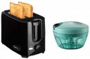 Pigeon 2 Slice Auto Pop Up Toaster. A Smart Bread Toaster For Your Home | 750 Watts, Plastic Mini Handy And Compact Chopper With 3 Blades (Green, 400 Ml)...
