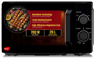 Pigeon 20L Nano Wave Solo Microwave Oven | 700 Watts | 5 power levels (SKSMWO20L) | Black