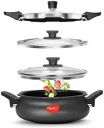 Pigeon 3 Litre All in One Super Cooker Aluminium with Outer Lid Induction and Gas Stove Compatible for Healthy Cooking (Black)...