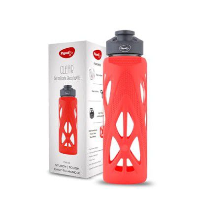 Pigeon 750 ML Clear Glass Water Bottle with Protective Silicone Cover