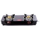 Pigeon Aster Gas Stove 2 Burner with High Powered Brass Burner, Gas Cooktop with Glass Top and Powder Coated Body, black, standard (14266)...
