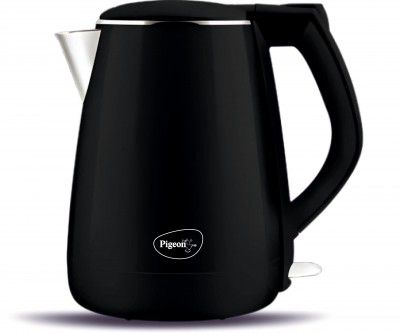 Pigeon Aura 1.2 ltr double walled kettle/Stainless Steel interior/Cool touch outer body/with keep warm feature / 1 year warranty (black, 1500 watts)