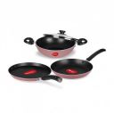 Pigeon Basics Non Induction Base Nons tick Aluminium Cookware set, including Nonstick Dosa Tawa, Nonstick Kadai...