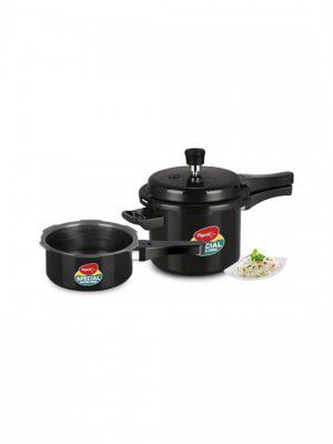 Pigeon Black Hard Anodized Set of 2 Outerlid Induction Pressure Cookers with 1 Lid- 2, 3 L