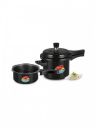 Pigeon Black Hard Anodized Set of 2 Outerlid Induction Pressure Cookers with 1 Lid- 2, 3 L...
