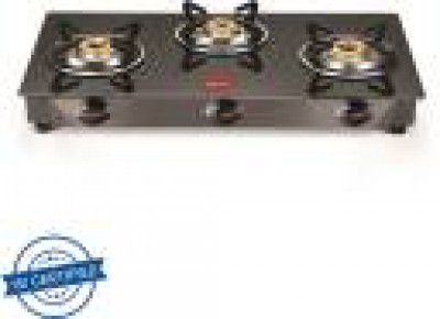 Pigeon Brunet Glass Manual Gas Stove  (3 Burners)