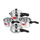 Pigeon by Stovekraft 12739 Induction Base Outer Lid Stainless Steel Pressure Cooker Combo, 2L, 5L, 3L, Silver...