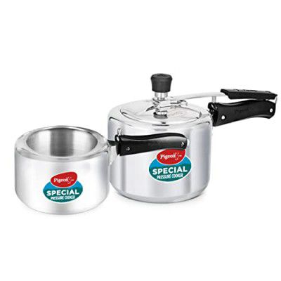 Pigeon by Stovekraft 2+3 Litre Combo Special Aluminium Inner Lid Induction Base Pressure Cooker (Silver)