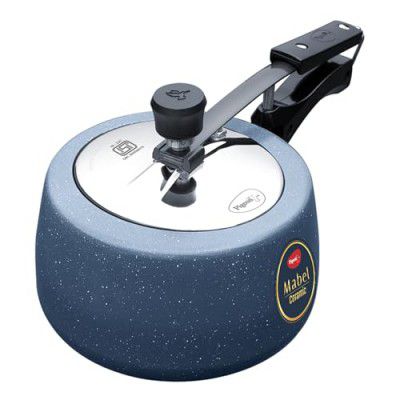 Pigeon by Stovekraft 3 Litre Ceramic Nonstick Pressure Cooker, Induction bas, Inner Lid Cooker, Grey & White