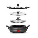 Pigeon By Stovekraft All in One Super Cooker Aluminium with Outer Lid Induction and Gas Stove Compatible 3 Litre Capacity for Healthy Cooking (Black)...