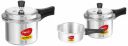 Pigeon by Stovekraft Aluminium Cooker Combo Set, 2-Pieces (2+3+5 litres), Silver...