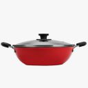 Pigeon by Stovekraft Basics Aluminium Non Stick, Non Induction Base Kadai with Glass Lid, 24CM/2.2 Liters, Red...