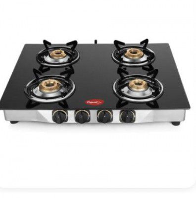 Pigeon By Stovekraft Blaze Gas Stove With High Powered 4 Brass Burner, Glass Cookto