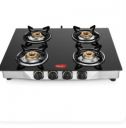 Pigeon By Stovekraft Blaze Gas Stove With High Powered 4 Brass Burner, Glass Cookto...