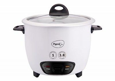 Pigeon by Stovekraft Blossom Rice Cooker with Double pot, 1.8 litres.| Toughened Glass Lid | 700 Watts | 2 Aluminium Cooking Pot | Measuring Cup| Spatula | Energy Efficient Cooking