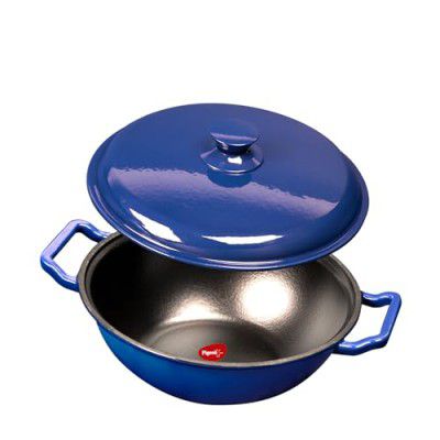 Pigeon by Stovekraft Cast Iron Kadai with Cast Iron Lid | Medium, 26 cm