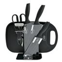 Pigeon by Stovekraft Edge Multipurpose Combo | High Grade Stainless Steel | 3 Pcs Kitchen Knife, 1 Chopping Board, 1 Peeler, 1 Scissor and 1 Stand |Black...