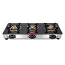 Pigeon by Stovekraft Favourite Glass Top 3 Burner Gas Stove, Manual Ignition, black...