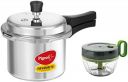 Pigeon by Stovekraft Favourite Outer Lid Non Induction Aluminium Pressure Cooker, 3 Litres & Mini Handy Pro and Compact Chopper with 3 Blades 14515 (400 ml, Grey)...