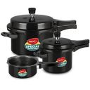 Pigeon by Stovekraft Hard Anodised Aluminium Pressure Cooker Combo - 2 L, 3 L and 5 L Induction Base Outer Lid Cooker (14414, Black)...