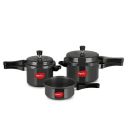 Pigeon by Stovekraft Hard Anodised Aluminium Pressure Cooker Combo - 2 L, 3 L and 5 L Induction Base Outer Lid Cooker (14414, Black)...