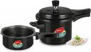 Pigeon by Stovekraft Induction Base Outer Lid Hard Anodised Aluminium Pressure Cooker Combo , 2 L and 3 L (Black)...