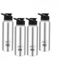 Pigeon by Stovekraft Inox hydra 700ml ( Pack of 4 ) Stainless Steel Drinking Water Bottle 700ml Flipper Cap - Silver...