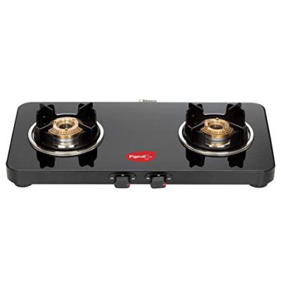 Pigeon by Stovekraft Sleek 2 Burner Ultra Slim Gas Stove with Glass Top, Manual, Black, (14763)